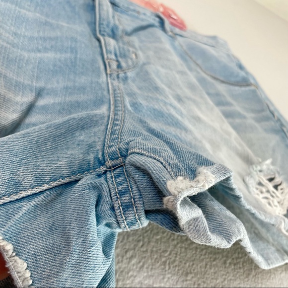 Mossimo Supply Co Distressed Boyfriend Midi Jean Shorts - Light Wash - Picture 3 of 5